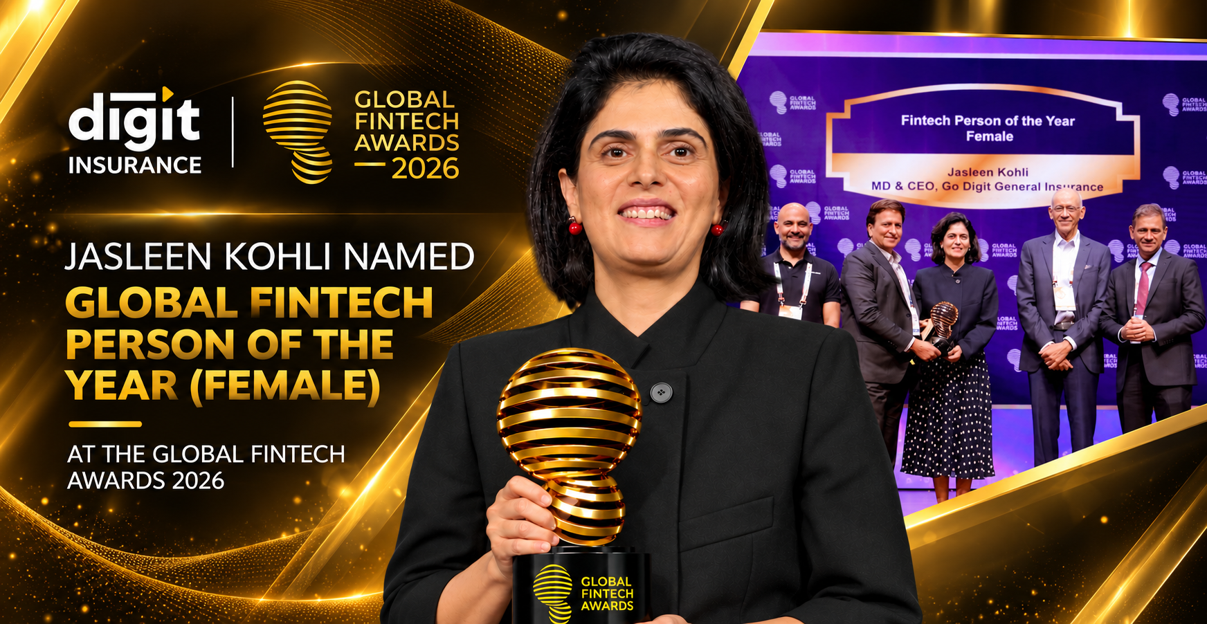 Digit Insurance’s MD & CEO Jasleen Kohli named Global Fintech Person of the Year – Female at the Global Fintech Awards 2026